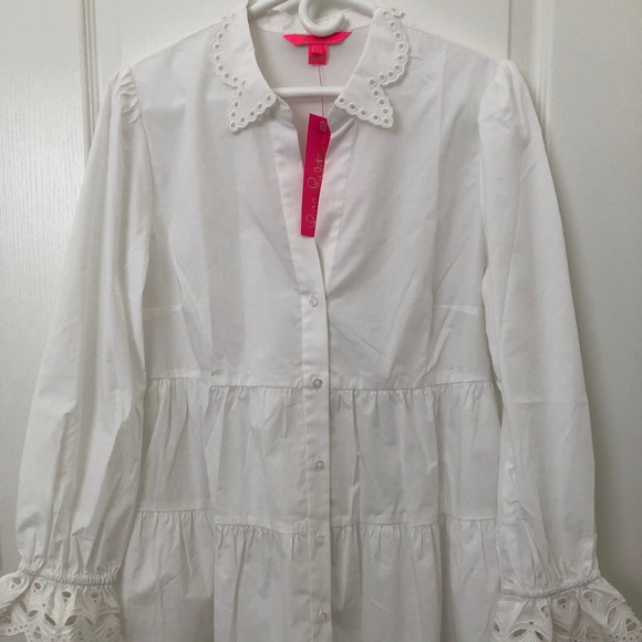Lilly Pulitzer Tops - Lilly Pulitzer Kenna Cotton Blouse NWT Size Large Lightweight Resort Top